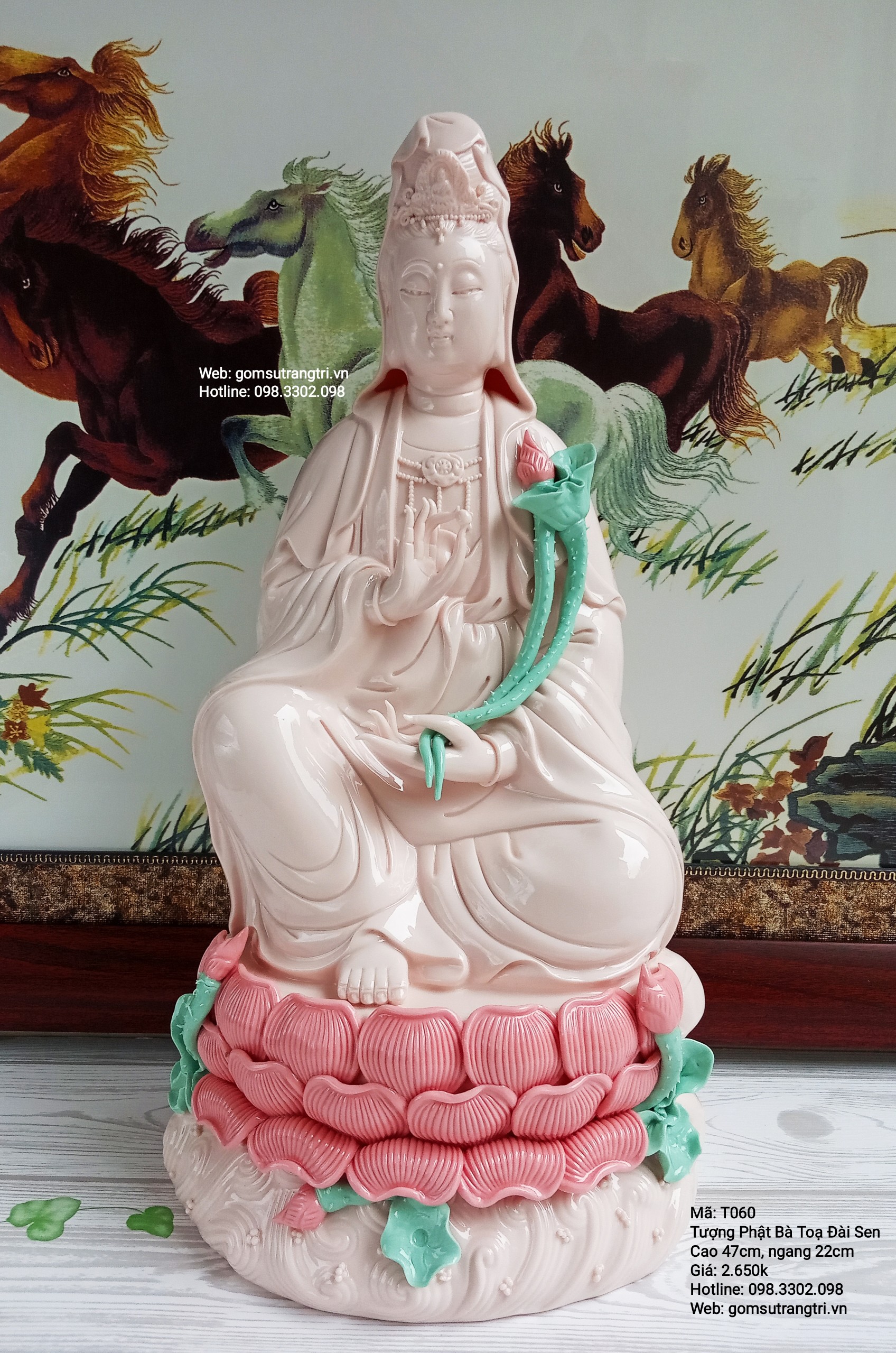 Tượng Phật Bà Tọa Đài Sen